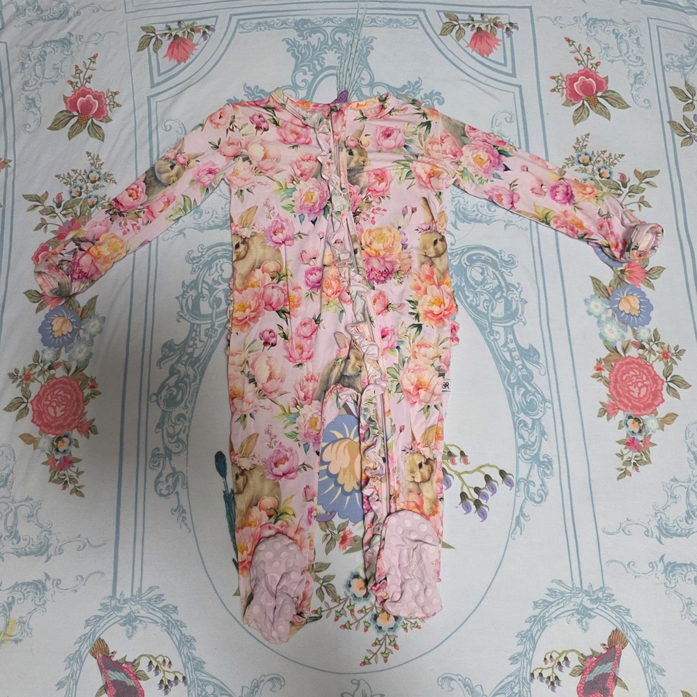 Charming Floral Kids Footie Pajamas